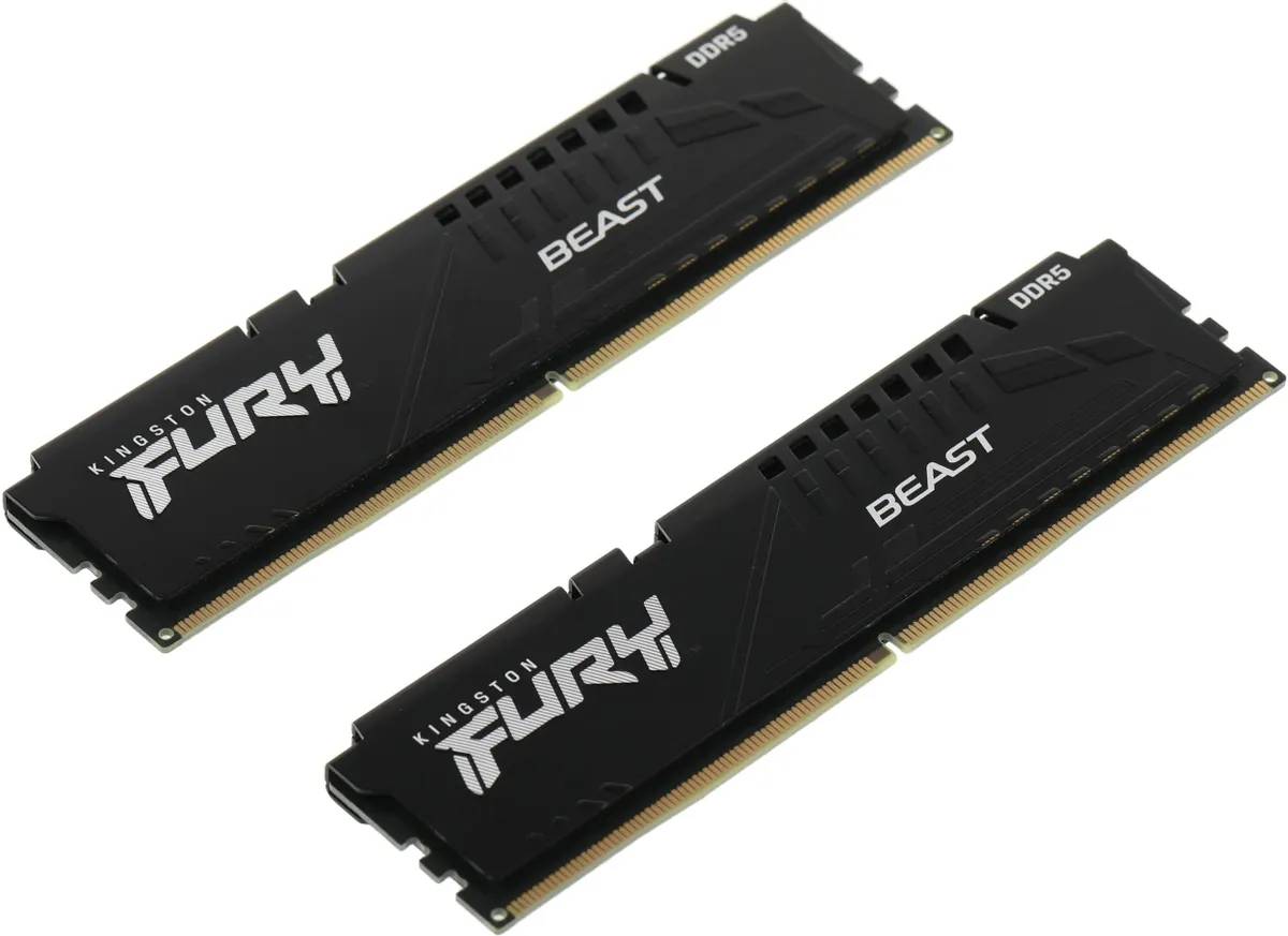 картинка DIMM DDR5 32Gb (2x16Gb) 6000MHz PC5-48000 Kingston Fury Beast Black Ret (KF560C40BBK2-32) от магазина КомпьютерЦентр