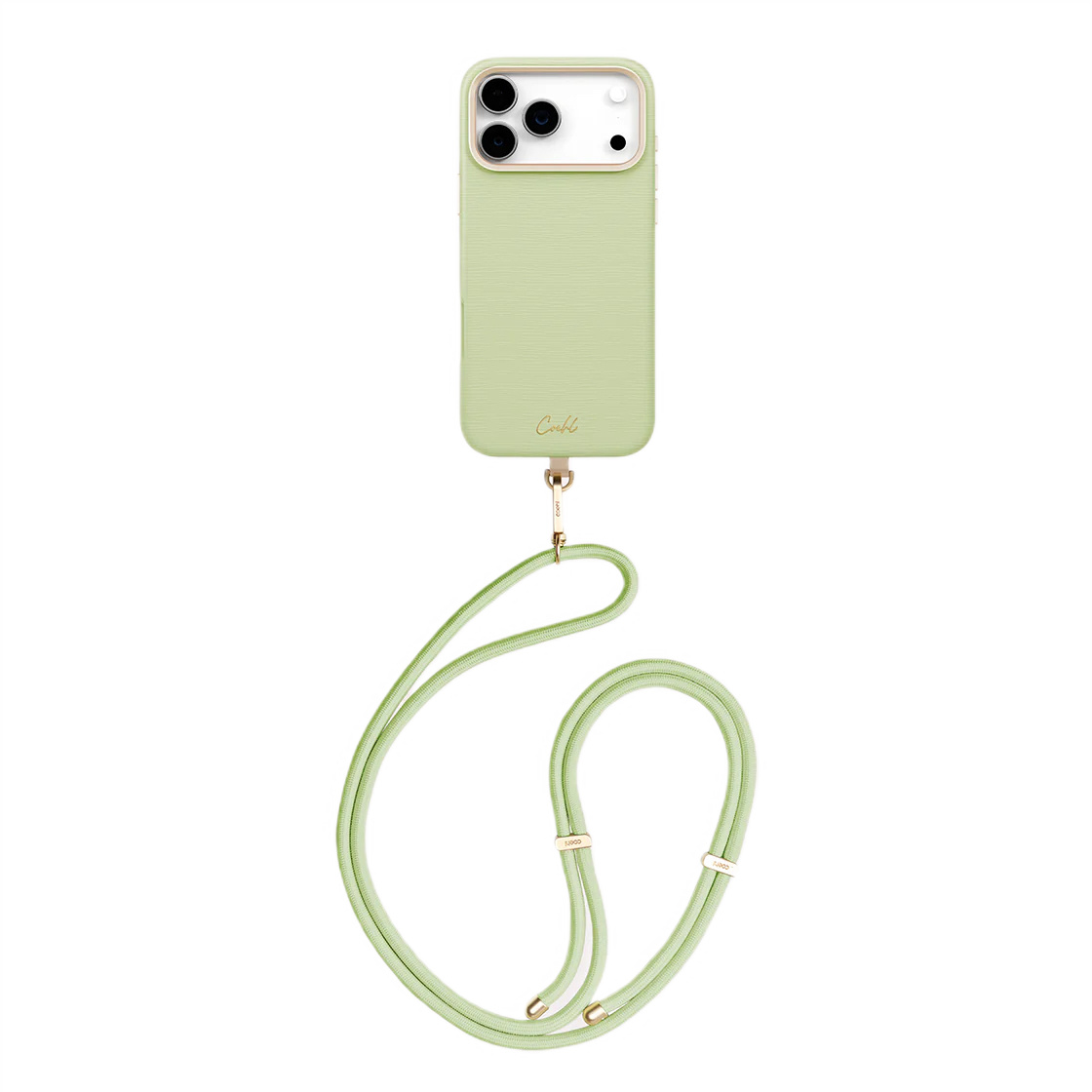 картинка Чехол со шнурком Uniq COEHL MIRELLE (MagSafe) для iPhone 17 Pro MAX 6.9'',цвет зеленый (LINT GREEN) (IP6.9P(2025)-MIRMLGRN) от магазина КомпьютерЦентр