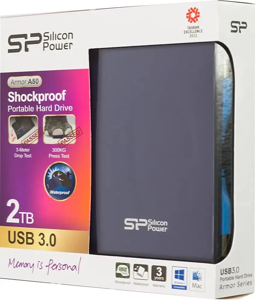 картинка HDD внешний 2Tb SiliconPower 2.5''; Armor A80; External Blue USB3.0 (SP020TBPHDA80S3B) от магазина КомпьютерЦентр