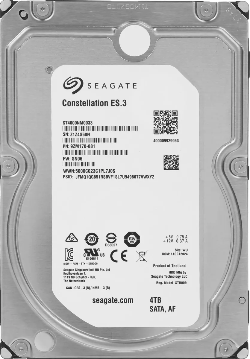 картинка HDD 4.0Tb Seagate 3.5'' Constellation ES.3 SATAIII 7200 rpm; 128 Mb cache; ST4000NM0033 от магазина КомпьютерЦентр