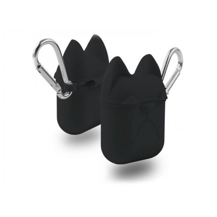 картинка Чехол для AirPods Silicone Case Dog с карабином Black от магазина КомпьютерЦентр