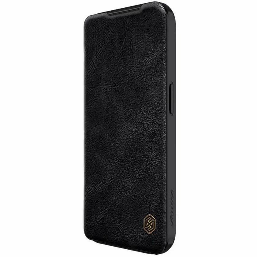 картинка Кожаный чехол-книжка Nillkin Leather Qin Pro c защитой камеры для iPhone 15 Pro (черный) от магазина КомпьютерЦентр