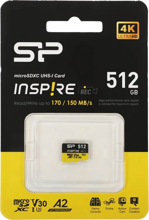 картинка Карта памяти 512Gb microSDXC Silicon Power (SP512GBSTXLA2V1N) Inspire V10 A2 w/ o adapter от магазина КомпьютерЦентр