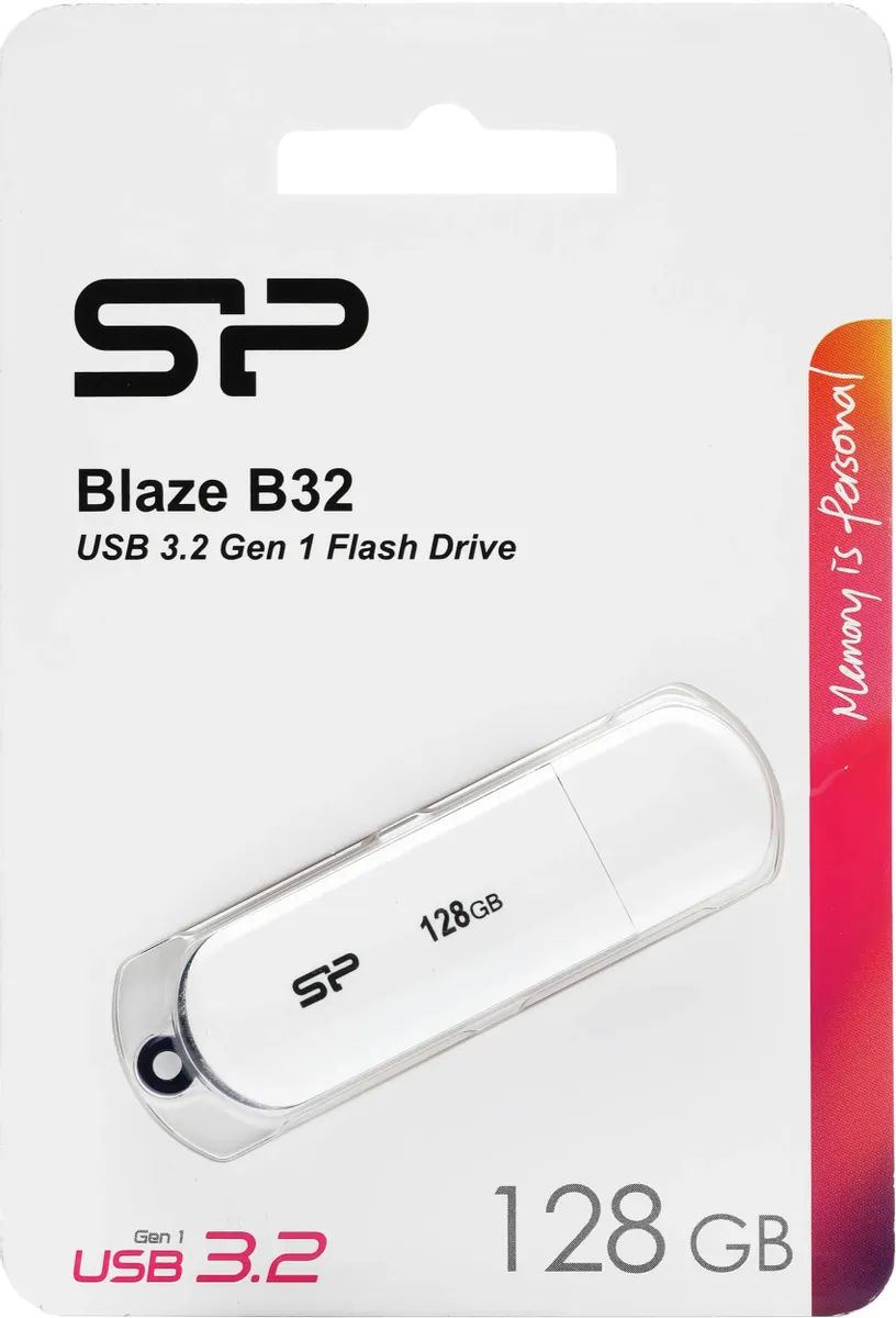 картинка USB3.2 накопитель 128Gb SiliconPower Blaze B32 White (SP128GBUF3B32V1W) от магазина КомпьютерЦентр