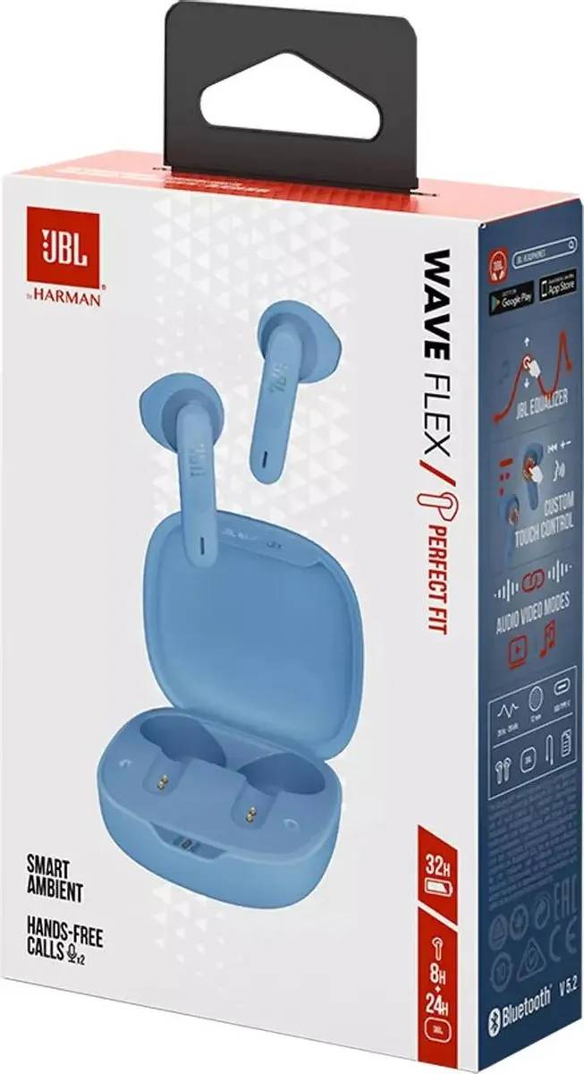 картинка Bluetooth гарнитура JBL BLUETOOTH WAVE FLEX BLUE (JBLWFLEXBLU) от магазина КомпьютерЦентр