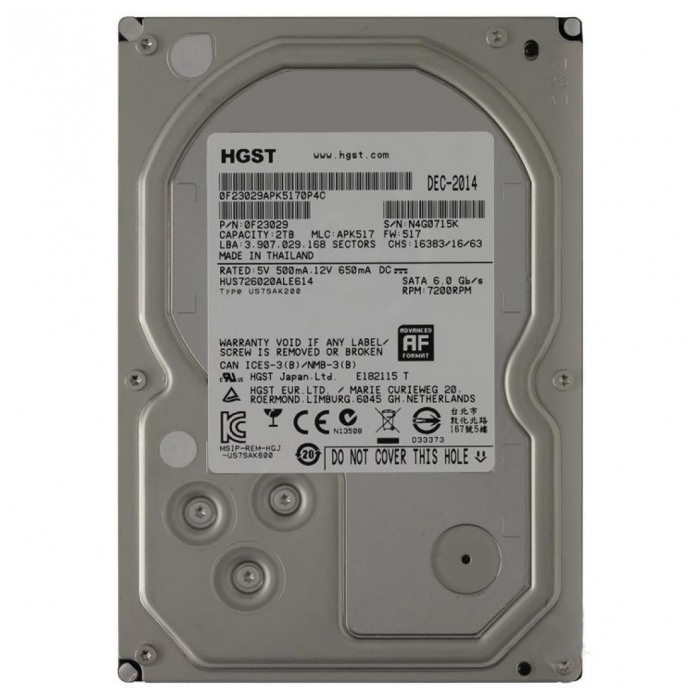картинка Жесткий диск Hitachi 2Tb 3.5″ 7200rpm 128Mb Ultrastar 7K6000 SATAIII  (0F23029) от магазина КомпьютерЦентр