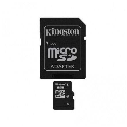 картинка Карта памяти Kingston 8Gb microSDHC Class 10 + SD adapter (SDC10/8GB) от магазина КомпьютерЦентр