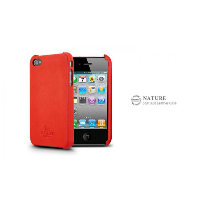 картинка Чехол SGP Just Leather Case Nature Series Red for iPhone 4 (SGP07982) от магазина КомпьютерЦентр