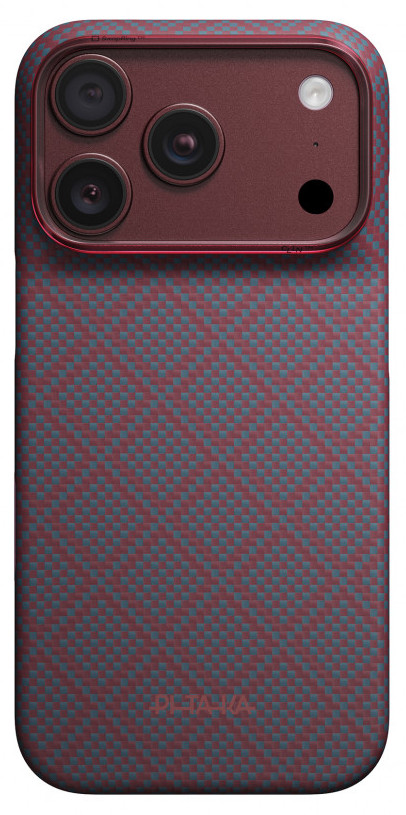 картинка Чехол PITAKA Edge (Argyle) Case для iPhone 18 Pro 6.3'', рубиновый (Blue's Red) от магазина КомпьютерЦентр