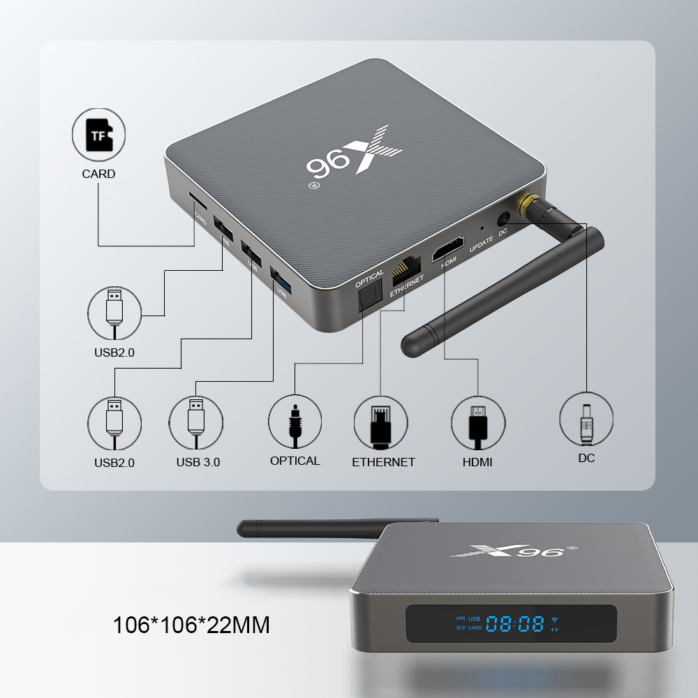 картинка Медиаплеер X96 X6 Android 11, 4 ГБ/ 32 ГБ, Wi-Fi, Bluetooth, черный от магазина КомпьютерЦентр