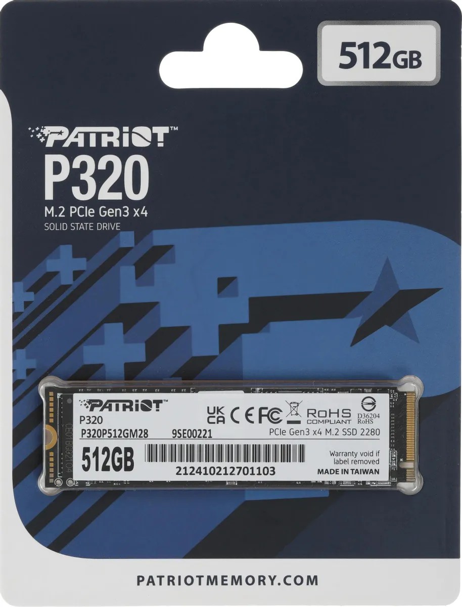 картинка SSD накопитель 512Gb Patriot P320 PCI-E x4 M.2 2280 (P320P512GM28) от магазина КомпьютерЦентр