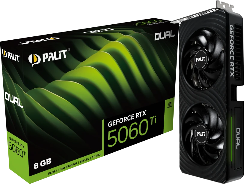 картинка Видеокарта 8Gb GDDR7 GeForce RTX 5060 Ti Dual Palit (NE7506T019P1-GB2062D) от магазина КомпьютерЦентр
