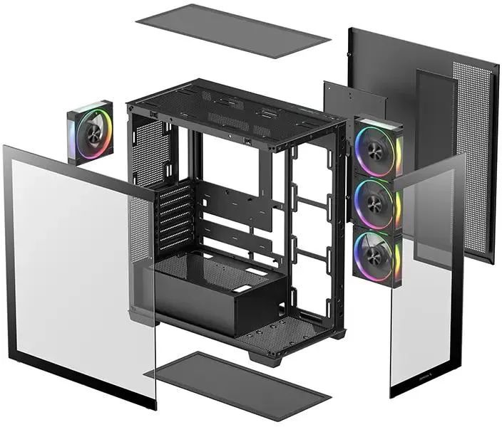 картинка Корпус Deepcool CG580 4F V2 без БП, боковое окно панорама, черный, 4x120 mm ARGB PWM, ATX (R-CG580-BKADA4-G-2) от магазина КомпьютерЦентр