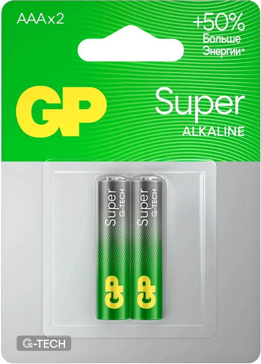 картинка Батарейки GP Super Alkaline 24A AAA (2шт) (GP 24AA21-2CRSBC2) 20/ 160 от магазина КомпьютерЦентр