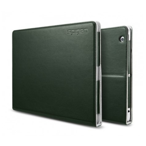 картинка Чехол SGP Leather Case Folio Series Dark Green for New iPad/iPad 2 (SGP08847) от магазина КомпьютерЦентр