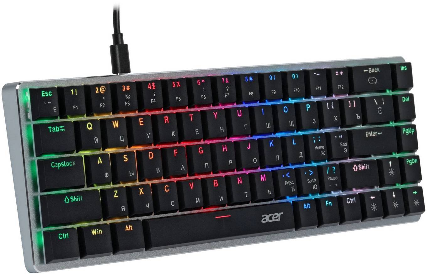 картинка Клавиатура Acer OKW302 механическая серебристый USB Multimedia for gamer для ноутбука LED (ZL.KBDCC.01C) от магазина КомпьютерЦентр