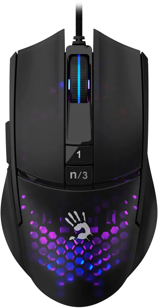 картинка Мышь A4Tech Bloody L65 Max черный/ фиолетовый L65 MAX/ HONEYCOMB от магазина КомпьютерЦентр