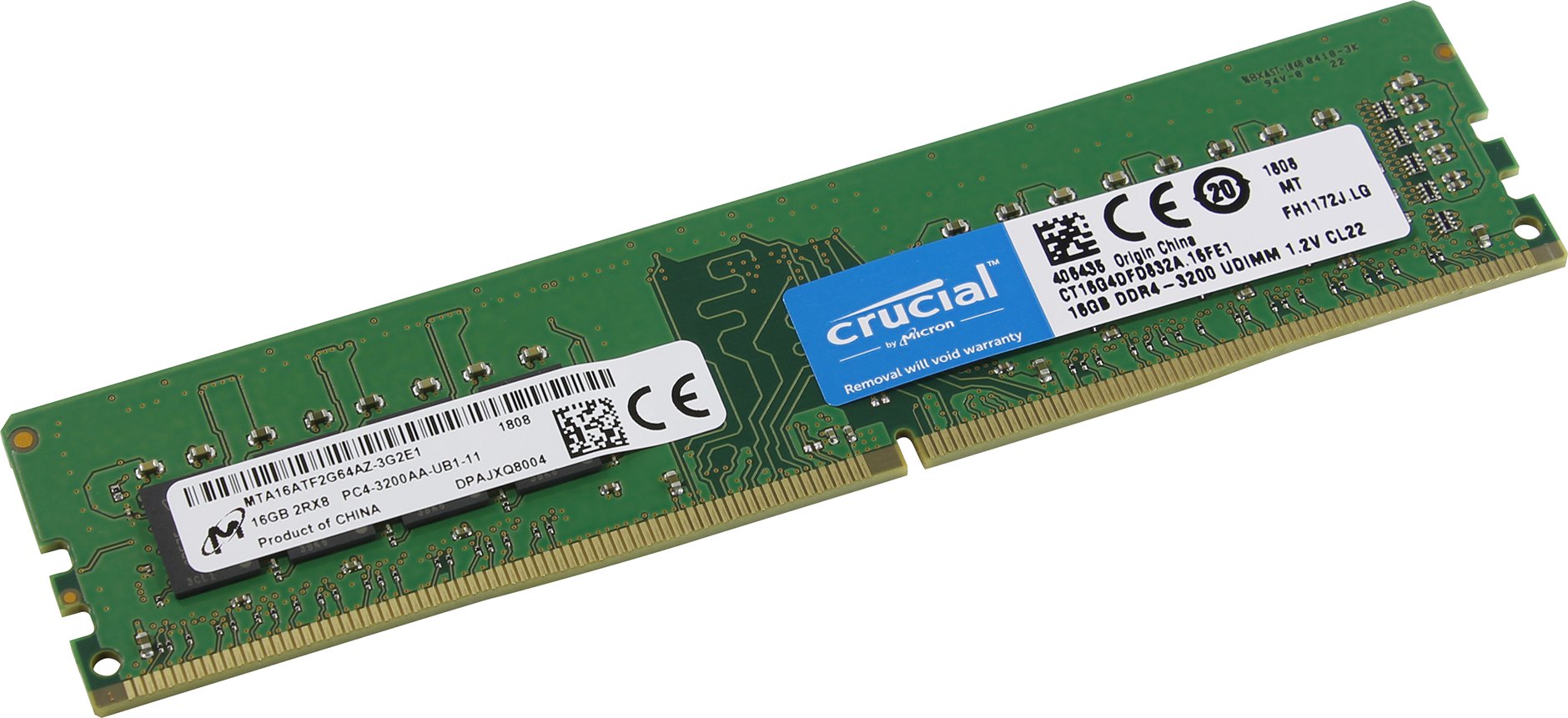 картинка DIMM DDR4 16Gb 3200MHz Crucial CT16G4DFD832A PC4-25600 от магазина КомпьютерЦентр