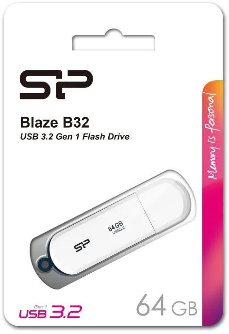 картинка USB3.2 накопитель 64Gb SiliconPower Blaze B32 White (SP064GBUF3B32V1W) от магазина КомпьютерЦентр