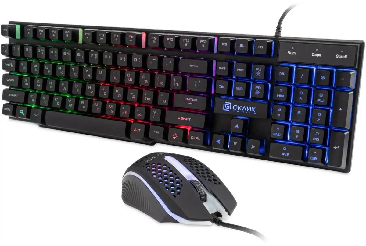 картинка Комплект Oklick 400GMK клав:черный мышь:черный USB LED (1546779) от магазина КомпьютерЦентр