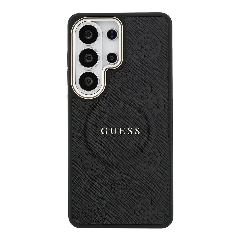 картинка Чехол Guess для Galaxy S26 Ultra PU Saffiano Peony Metal logo & Camera Hard Black (MagSafe) от магазина КомпьютерЦентр