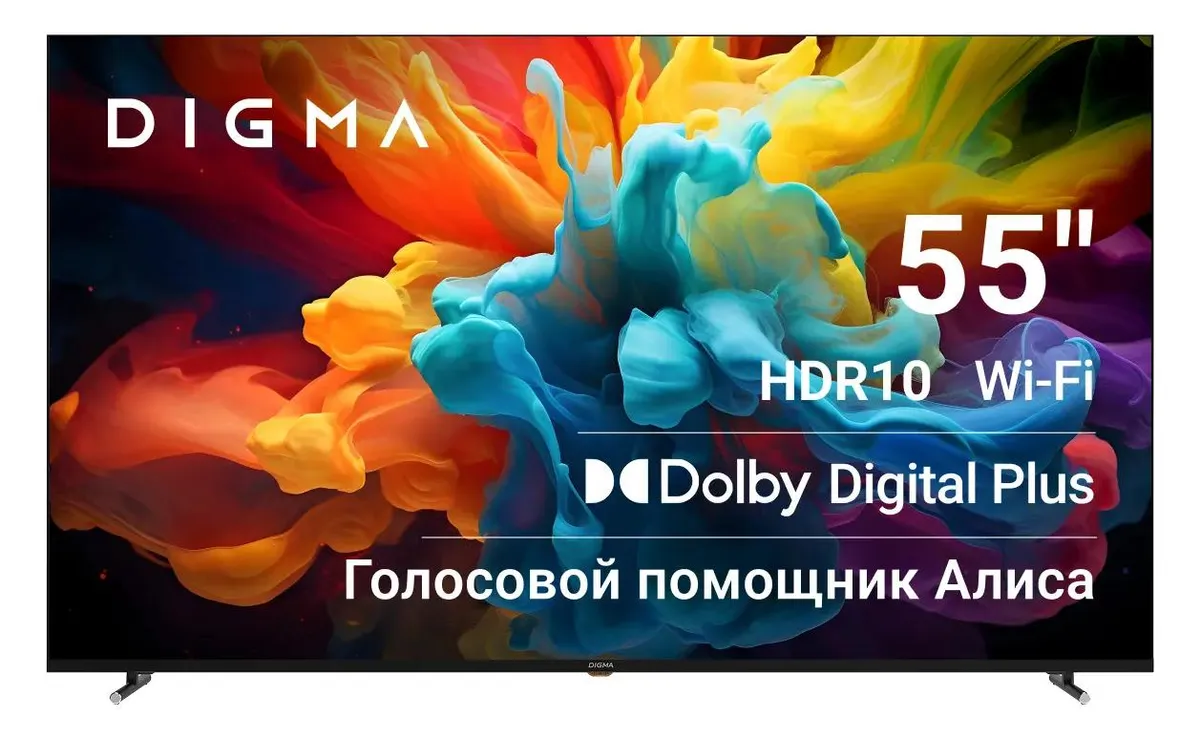 картинка Телевизор LED Digma 55'' DM-LED55UBB33 Smart Яндекс.ТВ Frameless Metal черный/ 4K Ultra HD/ 60Hz/ DVB-T/ от магазина КомпьютерЦентр