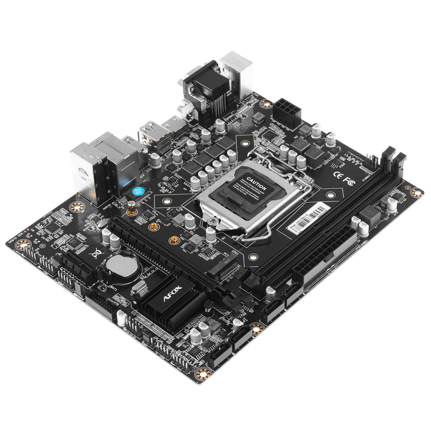 картинка Материнская плата AFOX IH510-MA2-V2 LGA 1200, Intel H510, 2xDDR4, 4xSATA, 1xM.2, 1xPCIe 4.0 x16, DVI, HDMI, VGA, 1x1Gb LAN, 3x3.5 мм, 5.1, microATX от магазина КомпьютерЦентр