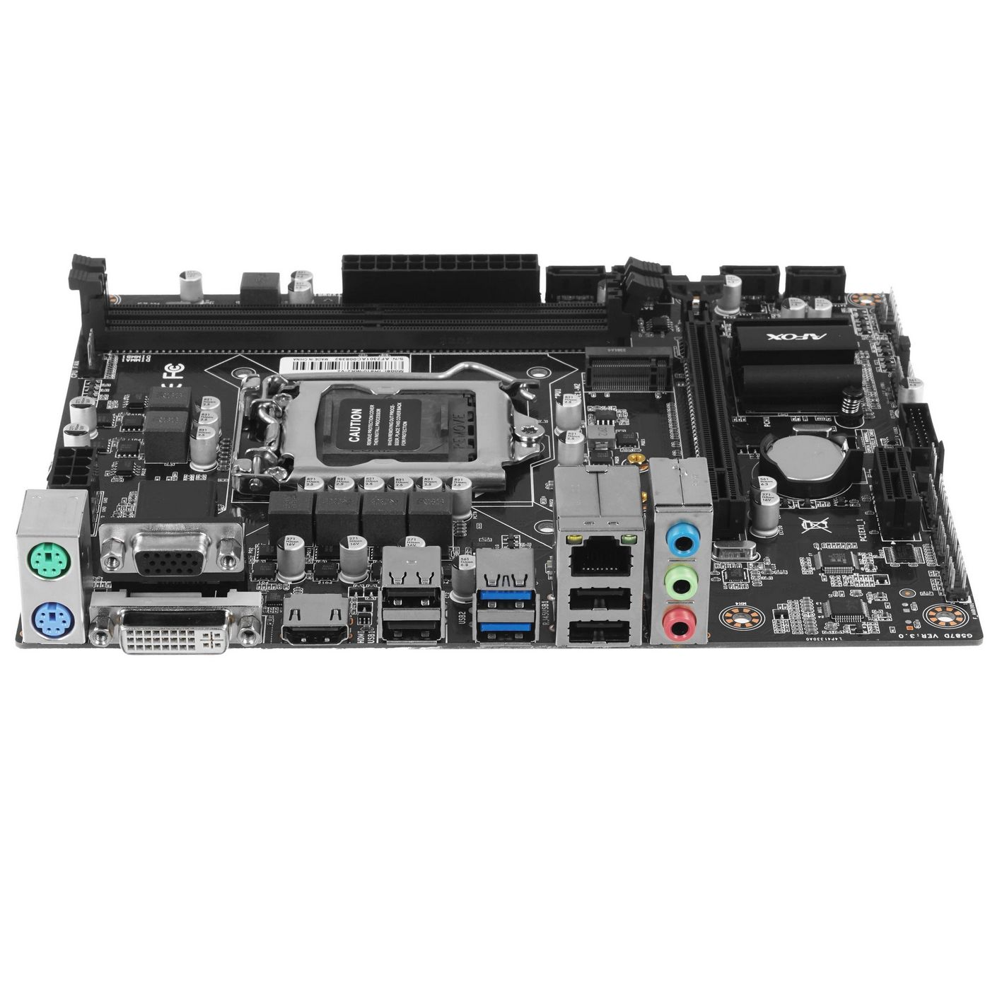 картинка Материнская плата AFOX IH510-MA2-V2 LGA 1200, Intel H510, 2xDDR4, 4xSATA, 1xM.2, 1xPCIe 4.0 x16, DVI, HDMI, VGA, 1x1Gb LAN, 3x3.5 мм, 5.1, microATX от магазина КомпьютерЦентр