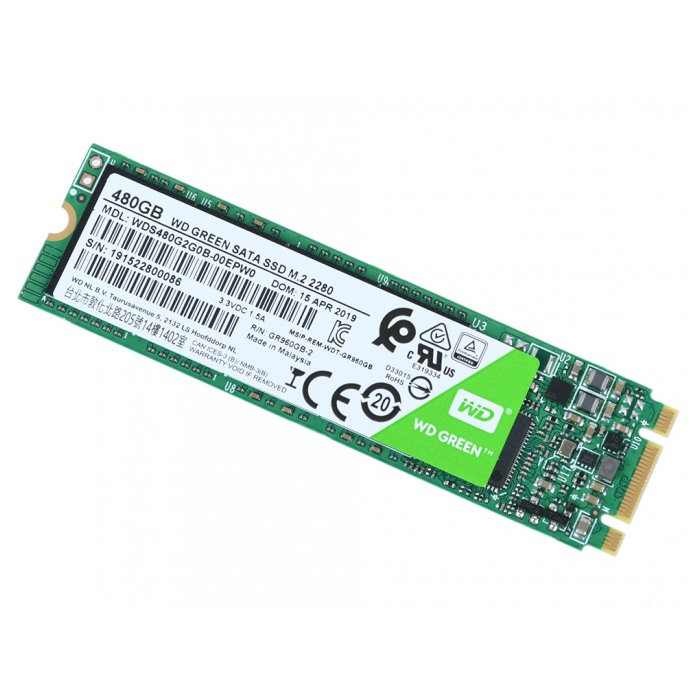 картинка SSD накопитель Western Digital 480Gb Green M.2 2280 SATAIII (WDS480G2G0B) от магазина КомпьютерЦентр