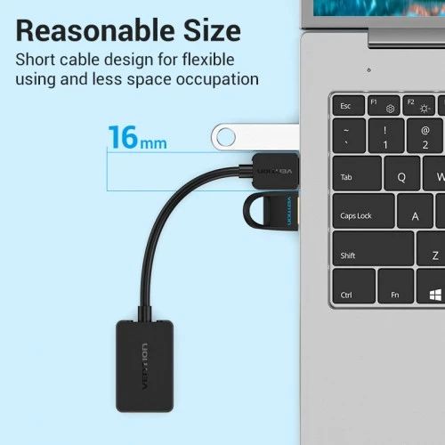 картинка Звуковая карта Vention USB Внешняя Черная (CDYB0) от магазина КомпьютерЦентр