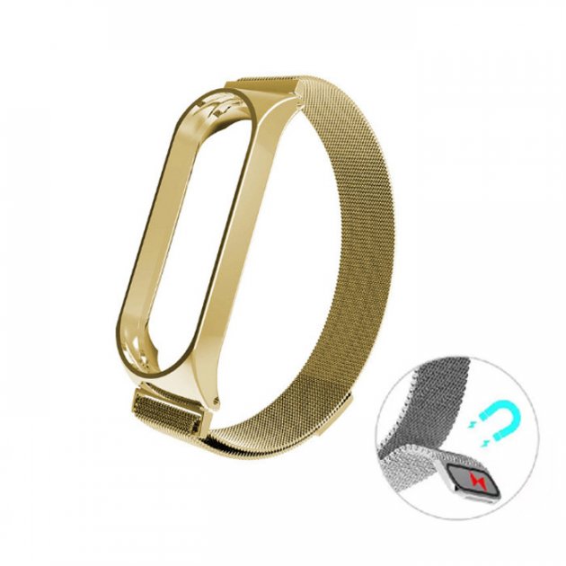 картинка Ремешок Xiaomi Mi Band 5 ''Mi Fit'' Milanese Dark Gold от магазина КомпьютерЦентр