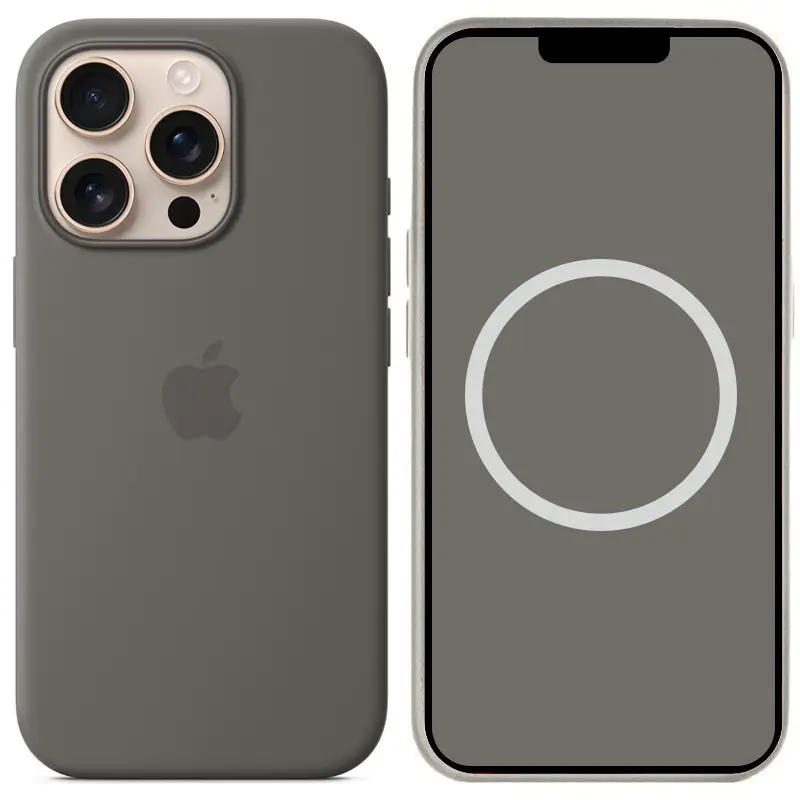 картинка Чехол для iPhone 16 Pro Max Silicone case Full with MagSafe (Animation) Stone Grey от магазина КомпьютерЦентр
