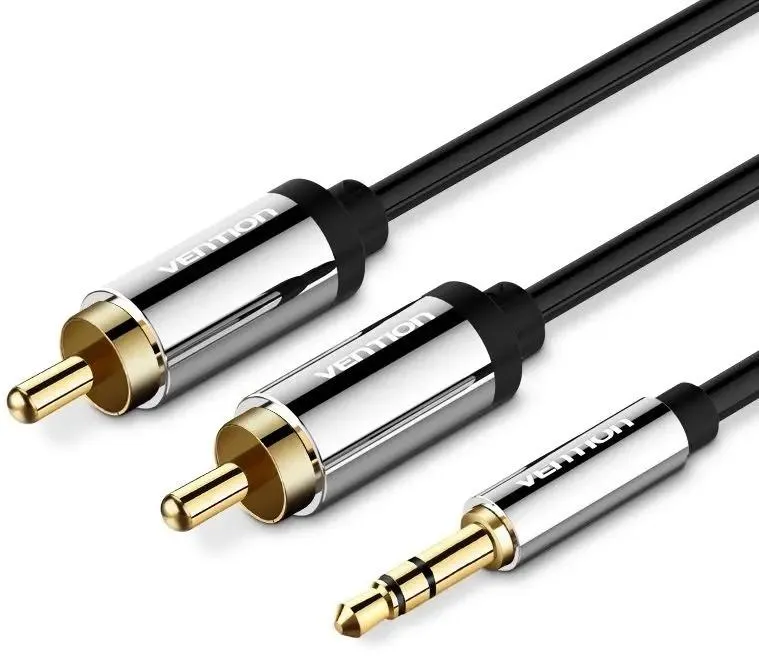 картинка Кабель аудио Vention Jack 3,5 mm M/ 2RCA M - 5м Черный (P550AC500-S) от магазина КомпьютерЦентр