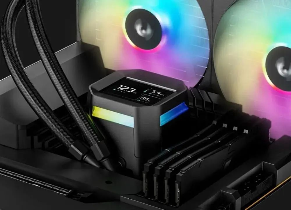 картинка Кулер с водяным охлаждением Deepcool LM420 ARGB Soc-AM5/ AM4/ 1200/ 1700/ 1851 черный 4-pin 25.2dB Al LCD 2176gr Ret (R-LM420-BKDMMC-1) от магазина КомпьютерЦентр