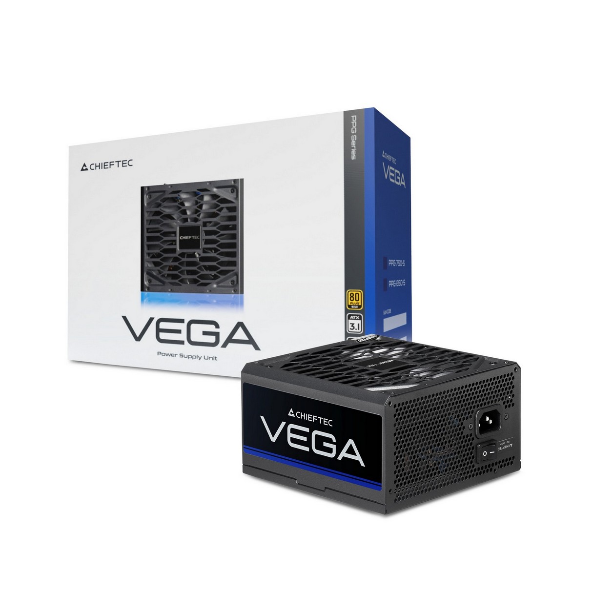 картинка Блок питания Chieftec Vega PPG-850-S, 850W, 80 PLUS Gold, 135мм, черный от магазина КомпьютерЦентр