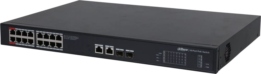 картинка Switch Dahua DH-PFS3220-16GT-240 18-port, неуправляемый, 1000/ 100 Мбит/ сек, SFPx2, PoE 240 Вт от магазина КомпьютерЦентр