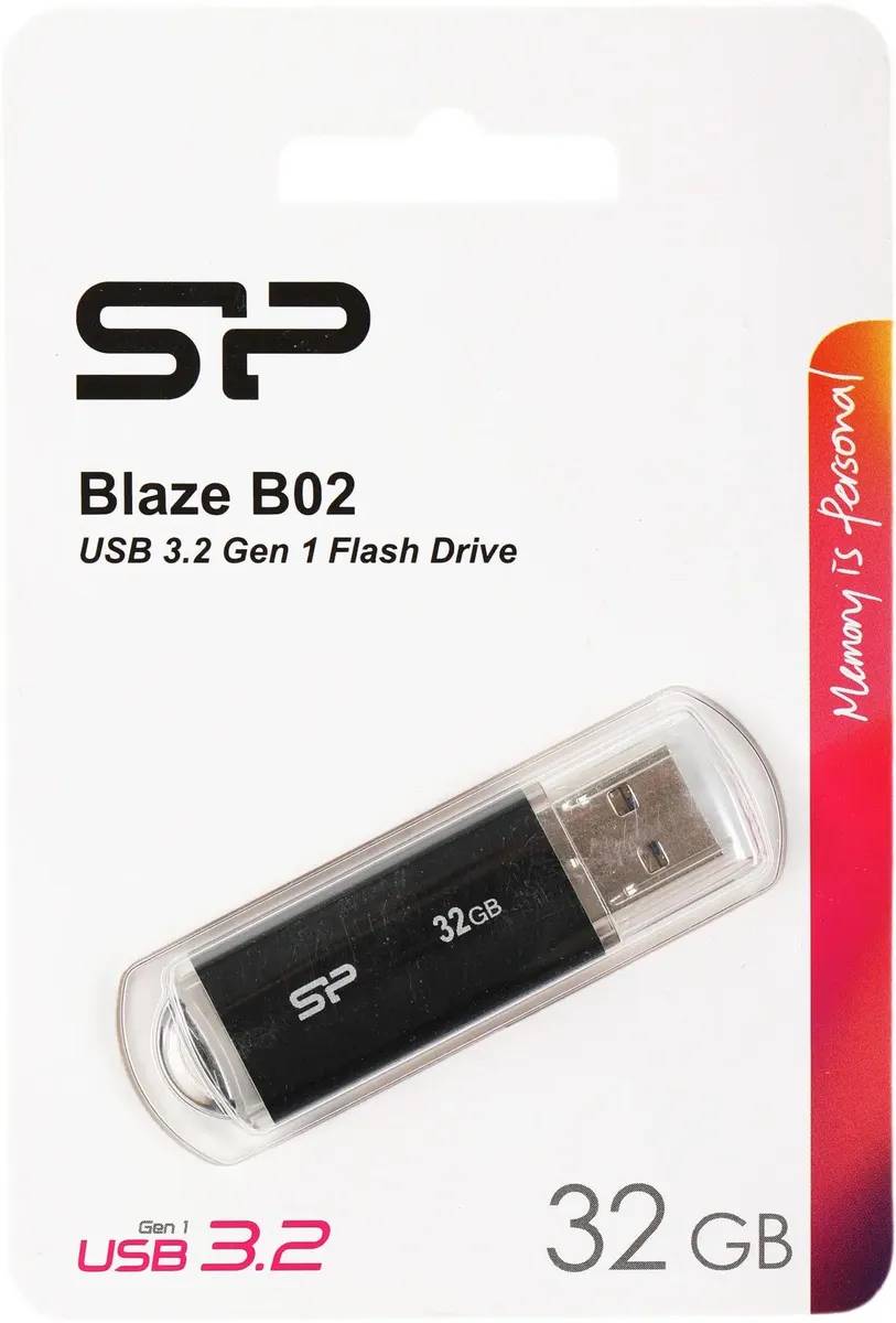 картинка USB3.1 накопитель 32Gb SiliconPower Blaze B02 Black (SP032GBUF3B02V1K) от магазина КомпьютерЦентр