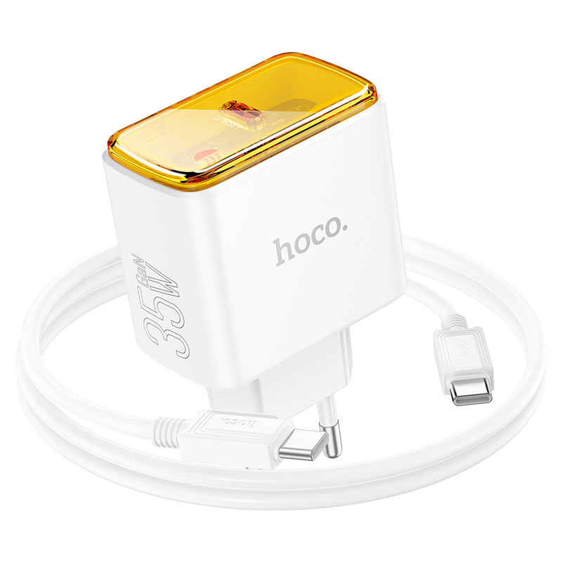 картинка СЗУ HOCO CS41A Smart single port PD35W charger set (Type-C to Type-C) white от магазина КомпьютерЦентр