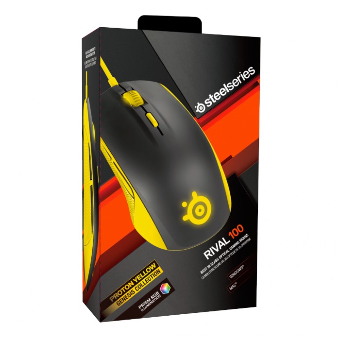 картинка Мышка SteelSeries Rival 100, Proton Yellow (62340) от магазина КомпьютерЦентр