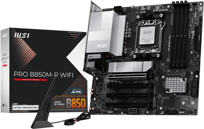 картинка Материнская плата MSI PRO B850M-P WIFI Soc-AM5 AMD B850 4xDDR5, mATX от магазина КомпьютерЦентр