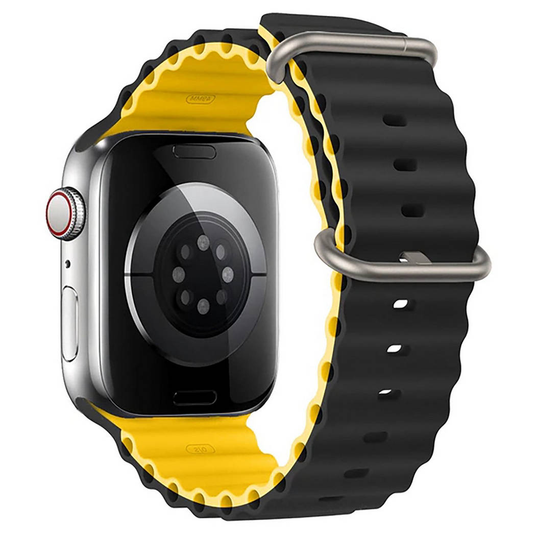 картинка Ремешок Apple watch 42mm/ 44mm Ocean Band Double color Black-Yellow от магазина КомпьютерЦентр