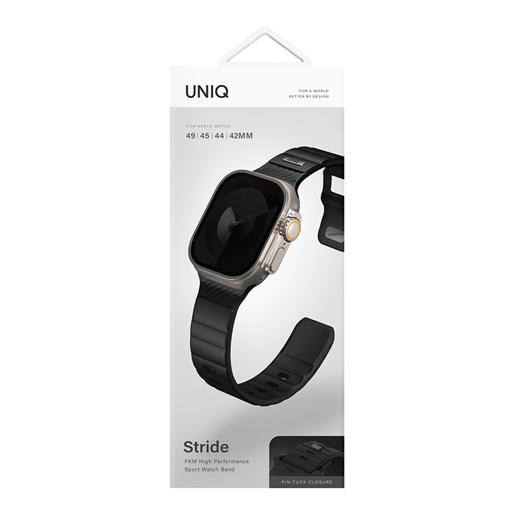 картинка Ремень каучуковый Uniq STRIDE FKM RUBBER для Apple Watch 49/ 45/ 44/ 42 (MIDNIGHT BLACK) (49MM-STRIMBLK) от магазина КомпьютерЦентр
