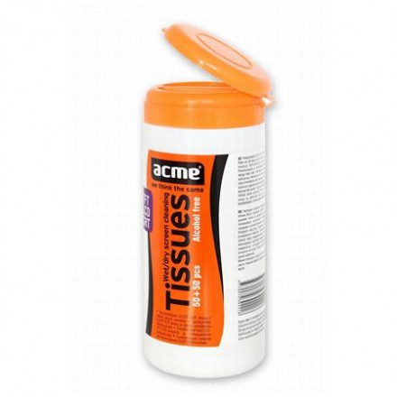 картинка Салфетки влажные Acme Screen and Optic Cleaning Wipes CL04 (50шт влажных+ 50шт сухих) Туба (4770070392218) от магазина КомпьютерЦентр