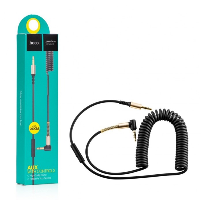 картинка Кабель HOCO UPA02 AUX 3.5mm 1m Black (UPA02) от магазина КомпьютерЦентр