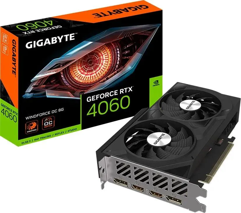 картинка Видеокарта 8Gb GDDR6 GeForce RTX 4060 Gigabyte Windforce OC (GV-N4060WF2OC-8GD) от магазина КомпьютерЦентр