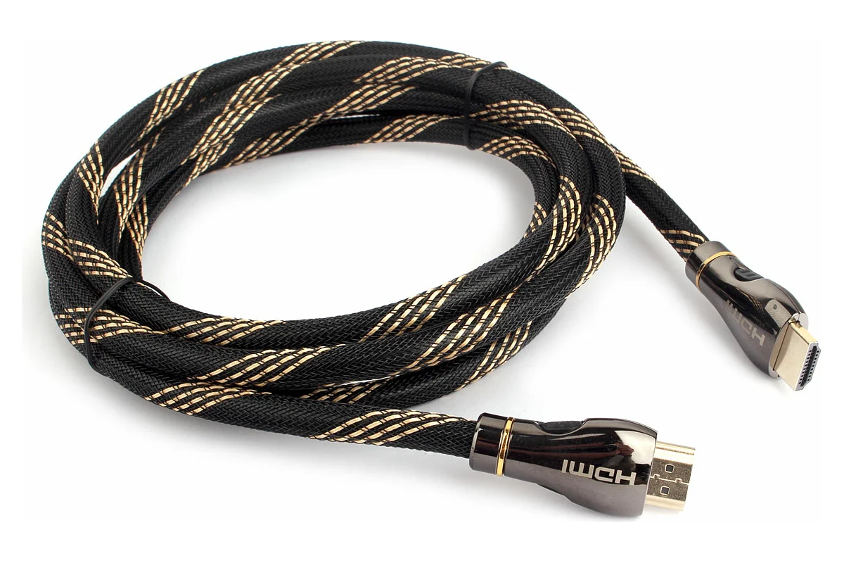 картинка Кабель HDMI Cablexpert CCP-HDMI8К-2.5M, 19M/ 19M, v2.1, 8К, медь, позол.разъемы, экран, оплетка, 2.5м, черный, пакет от магазина КомпьютерЦентр