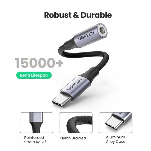 картинка Адаптер для наушников Ugreen USB Type-C (m)/  Jack 3.5(f) 0.1m 80154 от магазина КомпьютерЦентр