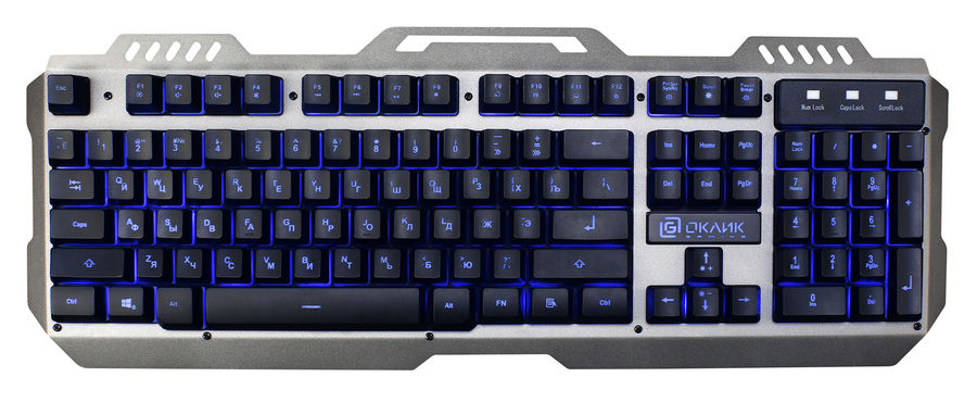картинка Клавиатура Oklick 790G IRON FORCE Dk.Gray/ Black USB Multimedia for Gamer LED (1012161) от магазина КомпьютерЦентр