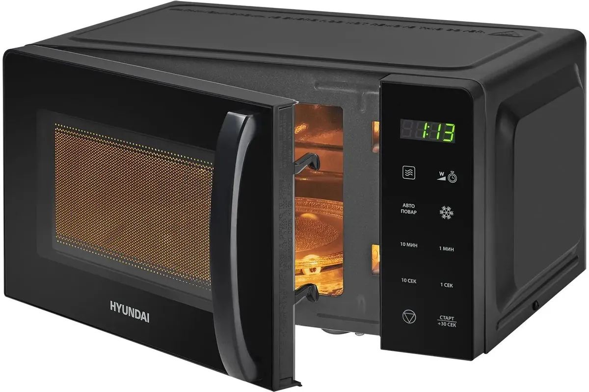 картинка Микроволновая печь Hyundai HYM-D3030 20 л, 700 Вт, переключатели - кнопки, дисплей, черный от магазина КомпьютерЦентр