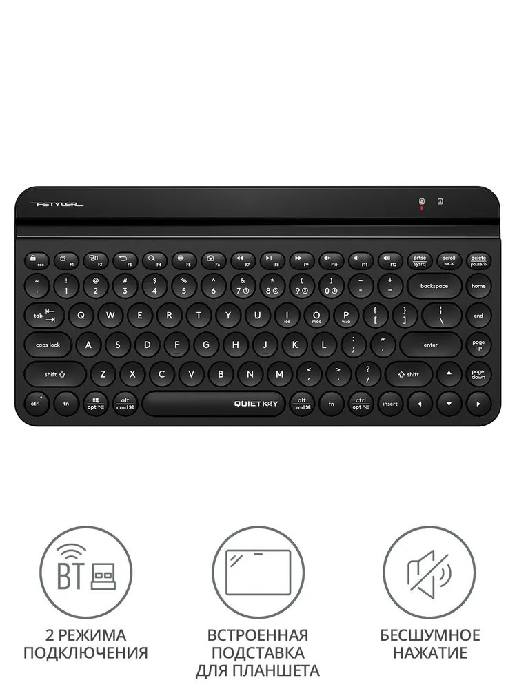 картинка Клавиатура A4Tech Fstyler FBK30 черный USB беспроводная BT/ Radio slim Multimedia (FBK30 BLACK) от магазина КомпьютерЦентр